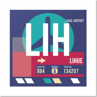 Lihue (LIH) Kauai Airport // Sunset Baggage Tag Posters and Art